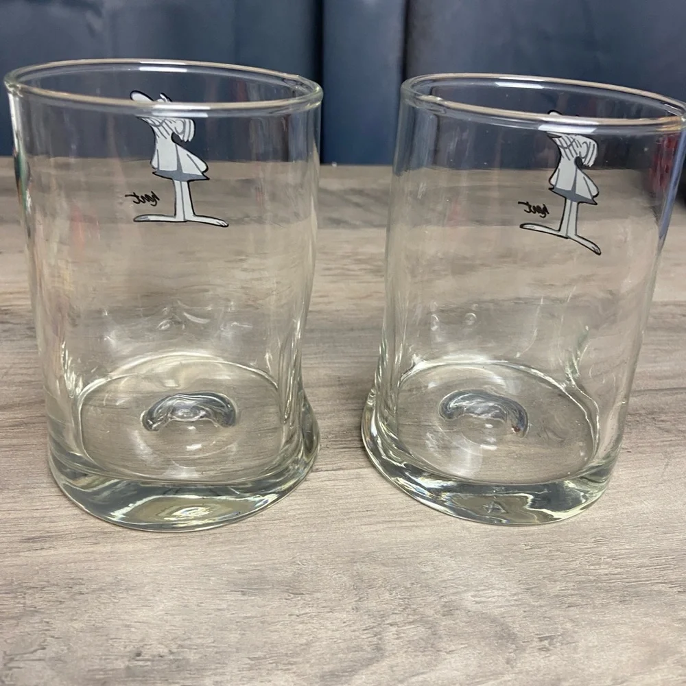Set of 2 Vtg B.C. Comics Johnny Hart Caveman, drinking‎ whiskey glasses